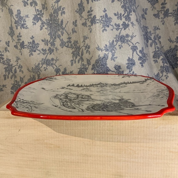 Giftcraft 10" Square Christmas Plate ft. Santa's Sleigh and Red Rim - Picture 7 of 9